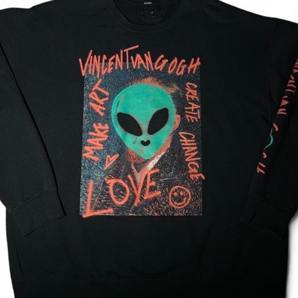 Black crewneck sweatshirt 'VINCENTVANGOGH'